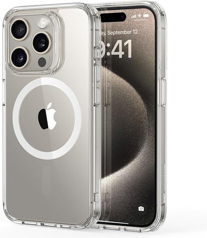Compatible with MagSafe, Military-Grade Protection, Yellowing Resistant, Scratch-Resistant Back, Magnetic Phone Case for iPhone 15 Pro Max, Classic Series, Clear