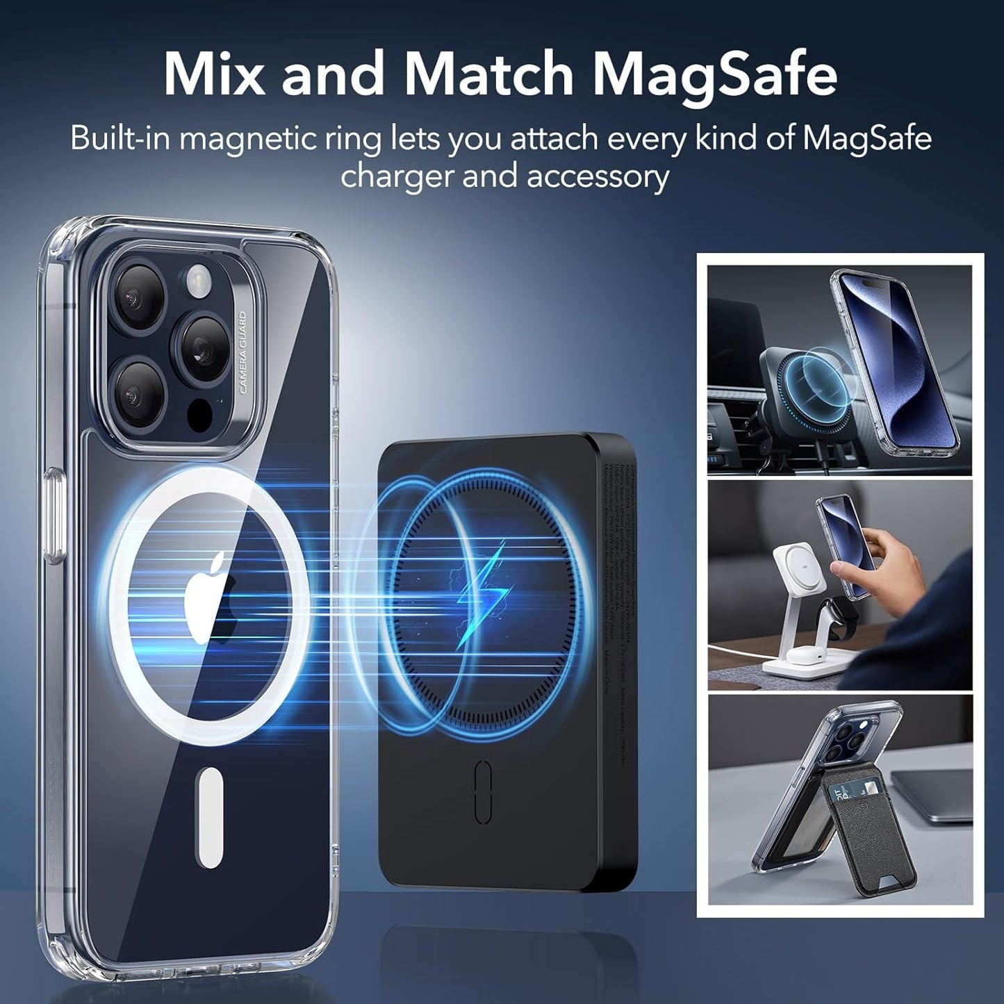 Compatible with MagSafe, Military-Grade Protection, Yellowing Resistant, Scratch-Resistant Back, Magnetic Phone Case for iPhone 15 Pro Max, Classic Series, Clear