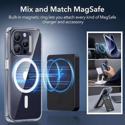 Compatible with MagSafe, Military-Grade Protection, Yellowing Resistant, Scratch-Resistant Back, Magnetic Phone Case for iPhone 15 Pro Max, Classic Series, Clear