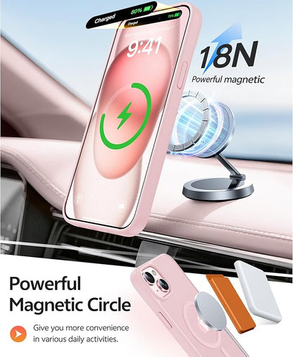 [Compatible with Magsafe] Translucent Matte Cases with [Screen Protector] Military Grade Shockproof Protective Phone Cover - Light Pink
