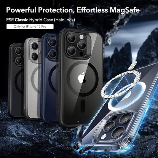 Compatible with MagSafe, Military-Grade Protection, Yellowing Resistant, Scratch-Resistant Back, Magnetic Phone Case for iPhone 15 Pro Max, Classic Series, Clear